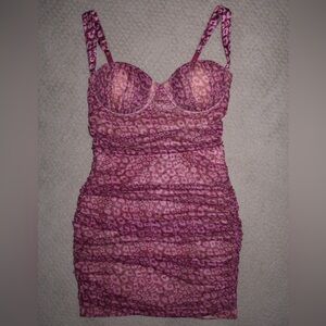 Oh Polly mini dress size 8 pink/purple cheetah print